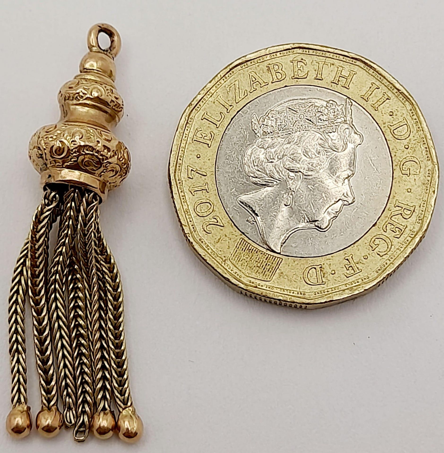 A 9k Yellow Gold Magic Tasselled Lamp Pendant/Charm. 4cm. 2g. - Image 3 of 3