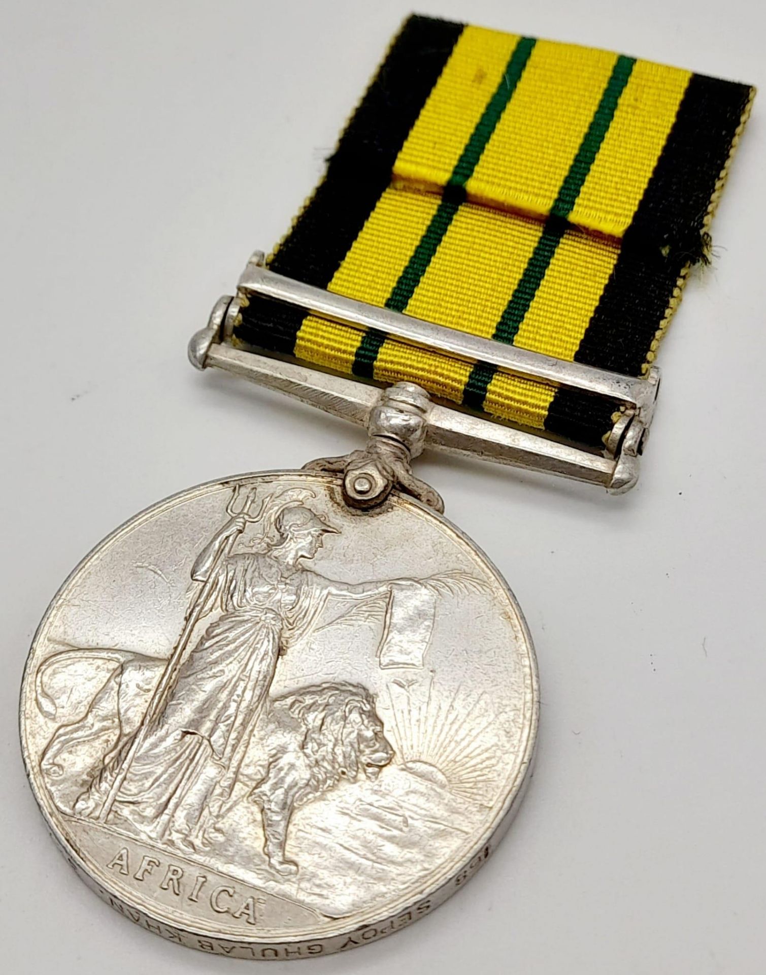 An Africa General Service Medal 1899 with clasp Somaliland 1908-10. Named to 168 Sepoy Ghulab Khan - Bild 2 aus 7