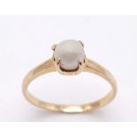 A 14K Yellow Gold Pearl Ring. Size G. 1.35g total weight.