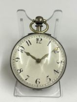 Antique silver verge fusee pocket watch , as found