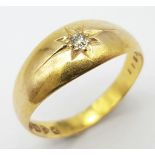 AN ANTIQUE 18K YELLOW GOLD DIAMOND RING. 3G .SIZE M HALLMARKED CHESTER 1901.