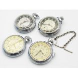 Four Vintage Ingersoll Pocket Watches - Two work but temperamental so as found. 51mm largest case.