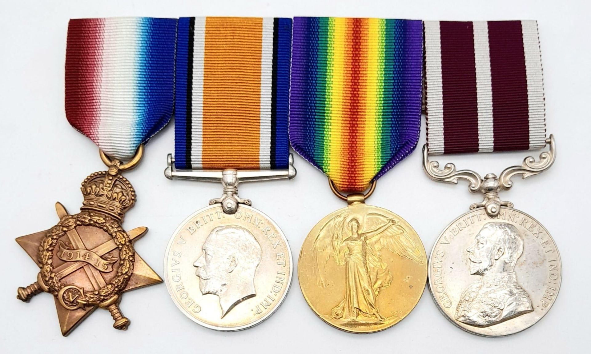 Group of four medals consisting of 1914/15 Star, British War Medal, Victory Medal and Meritorious - Image 2 of 11