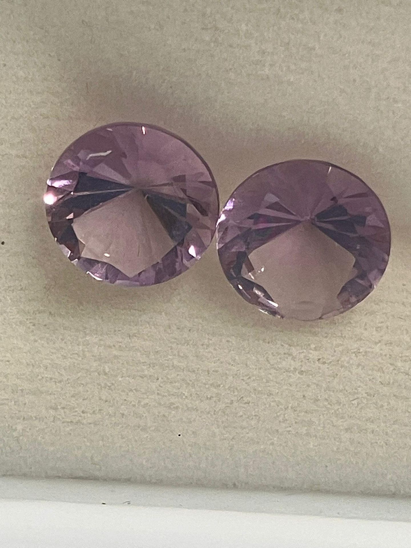 2 x AMETHYST GEMSTONES. Round cut. Beautifully faceted. 3.60 carat.