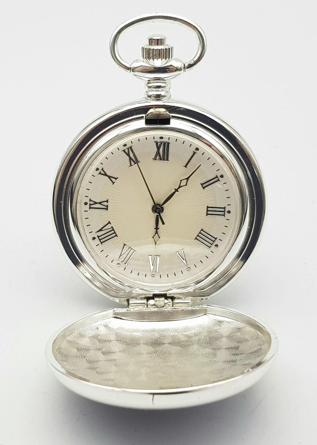 A Manual Wind Silver Plated Pocket Watch Detailing the Steam Train ‘Merchant Navy Class’, with - Image 7 of 10