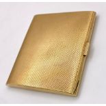 A Vintage 9K Yellow Solid Gold Cigarette Case. 8cm x 7.5cm. 72.9g weight. Full UK hallmarks.