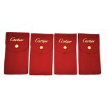 Four CARTIER service pocket pouches, with inserts, ideal for traveling or protecting your valuable