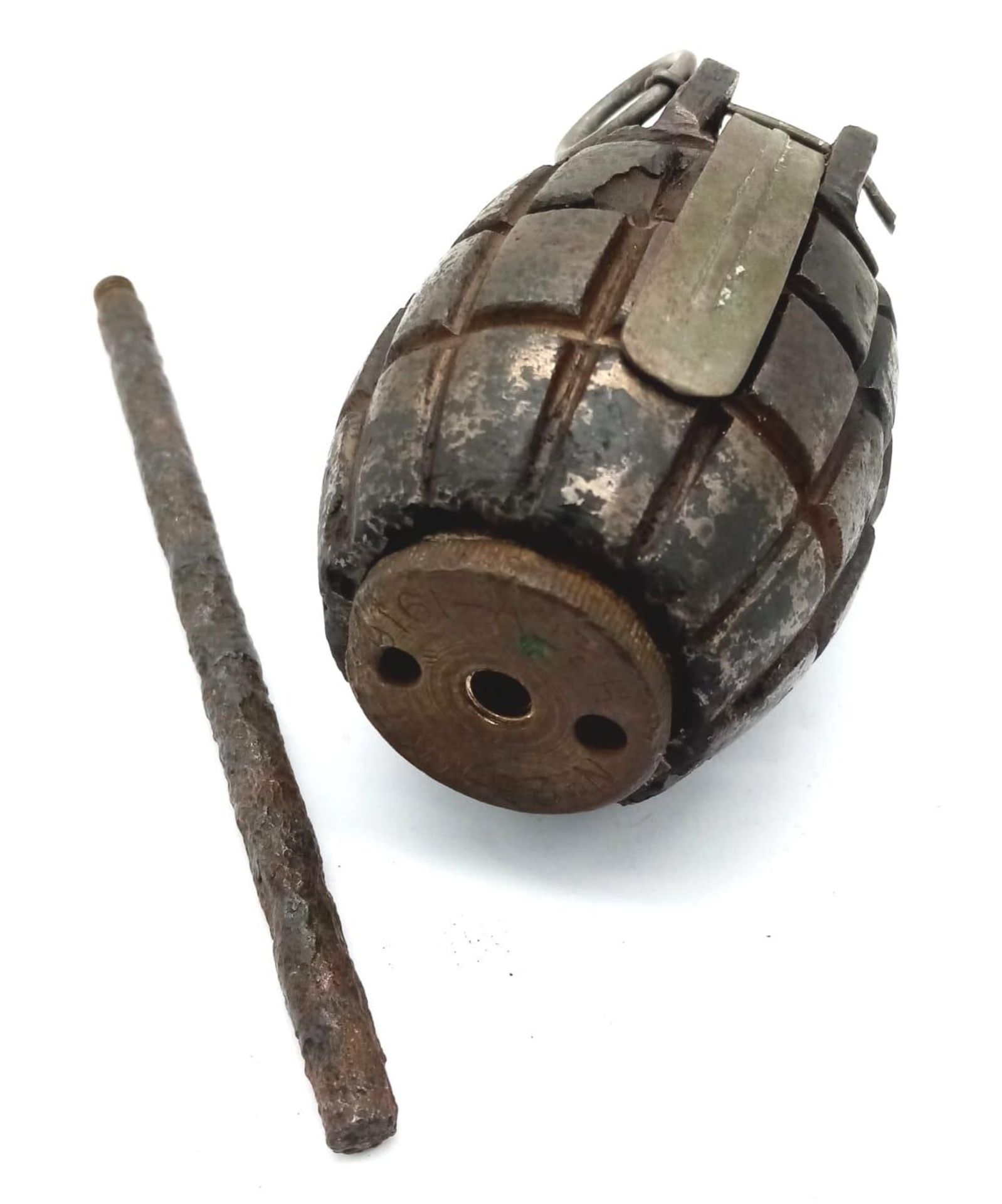 INERT. WW1 British N° 23 Rifle Grenade with Inner and Rod Base Dated 1916. H & T Vaughan - Bild 4 aus 4