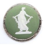 A Vintage Wedgwood Silver and Jasper Cameo Brooch. 34mm Diameter.
