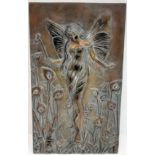 A Vintage Bronzed Art Nouveau Design Wall Plaque Relief of a Water Nymph or Fairy made by Past