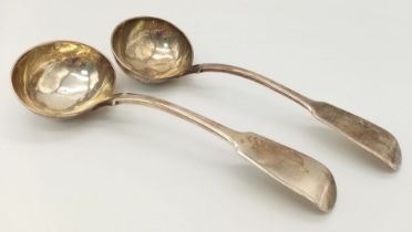 2X antique Victorian sterling silver ladles. Total weight 173.3G. Total length 20cm. Please see