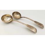 2X antique Victorian sterling silver ladles. Total weight 173.3G. Total length 20cm. Please see