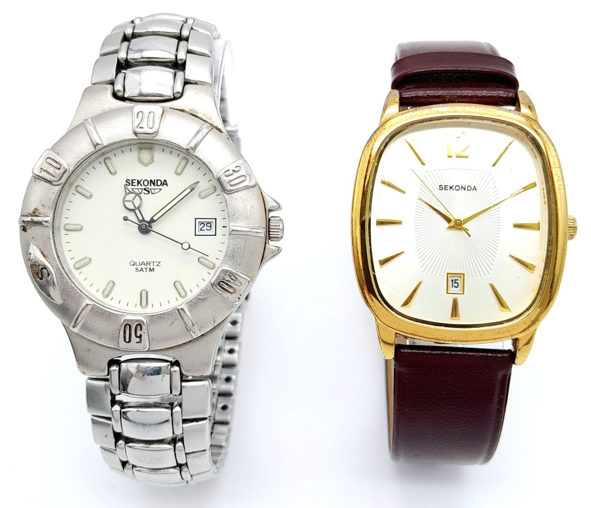 Two Different Style Sekonda Quart Gents Watches. Both in good condition and working order.