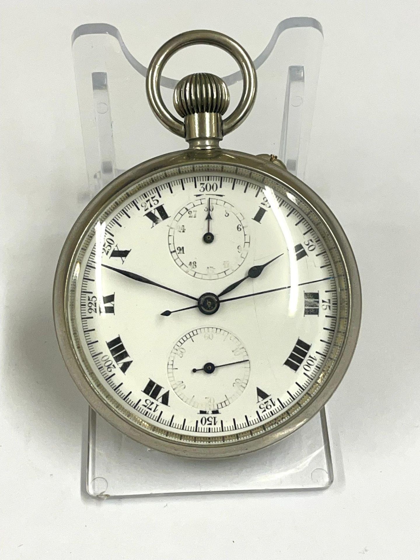 Vintage chronograph pocket watch working but no guarantees