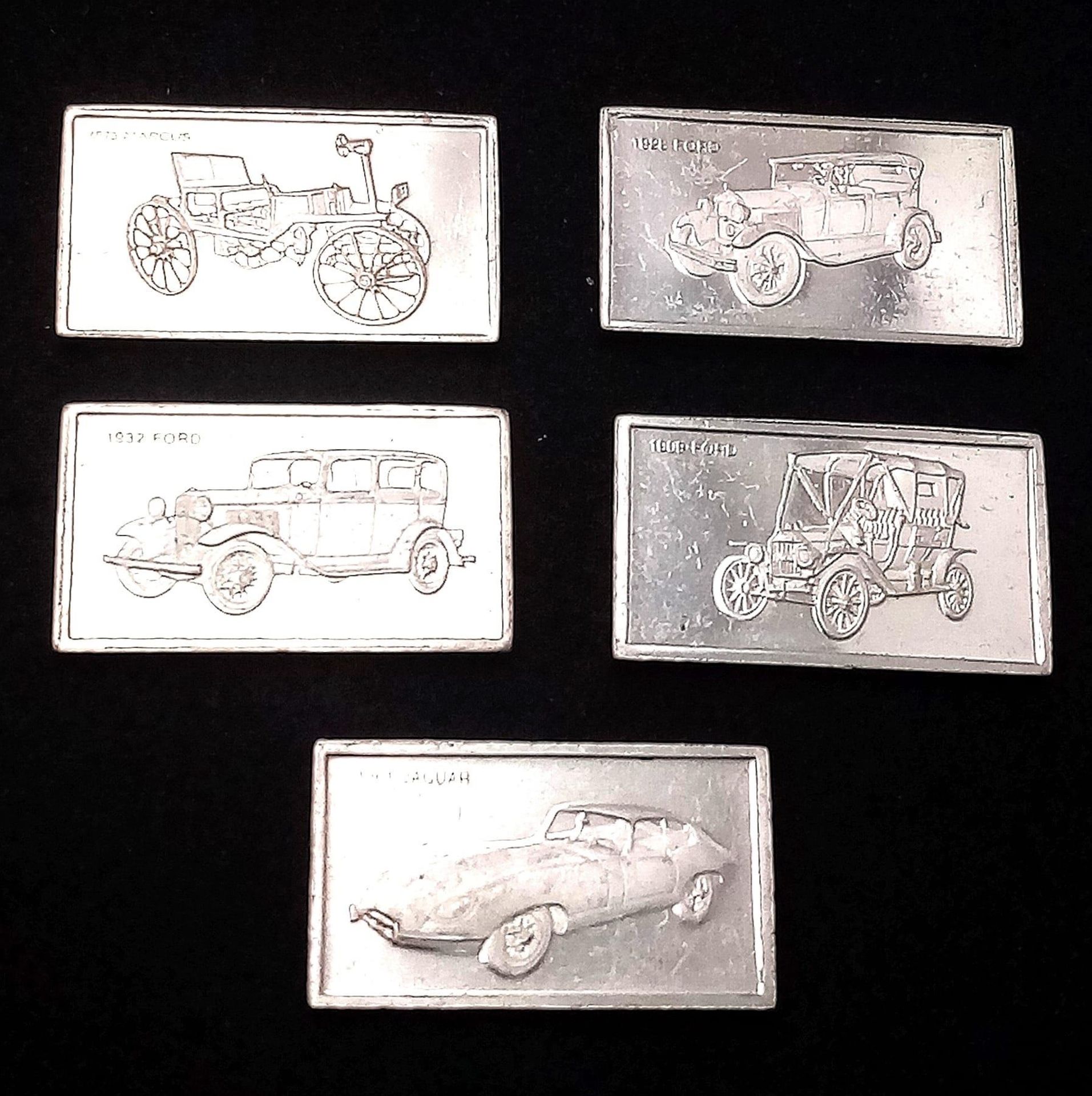 A Selection of 5 Sterling Silver British Car Manufacturer Plaques - Jaguar, Marcus, and 3 x Ford - Bild 2 aus 5