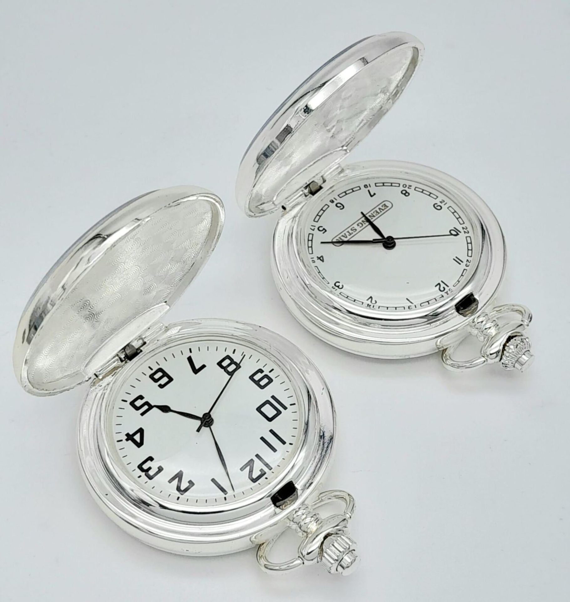 A Parcel of Two Manual Wind Silver Plated Pocket Watches Comprising 1) The Famous Steam Train ‘ - Image 7 of 14