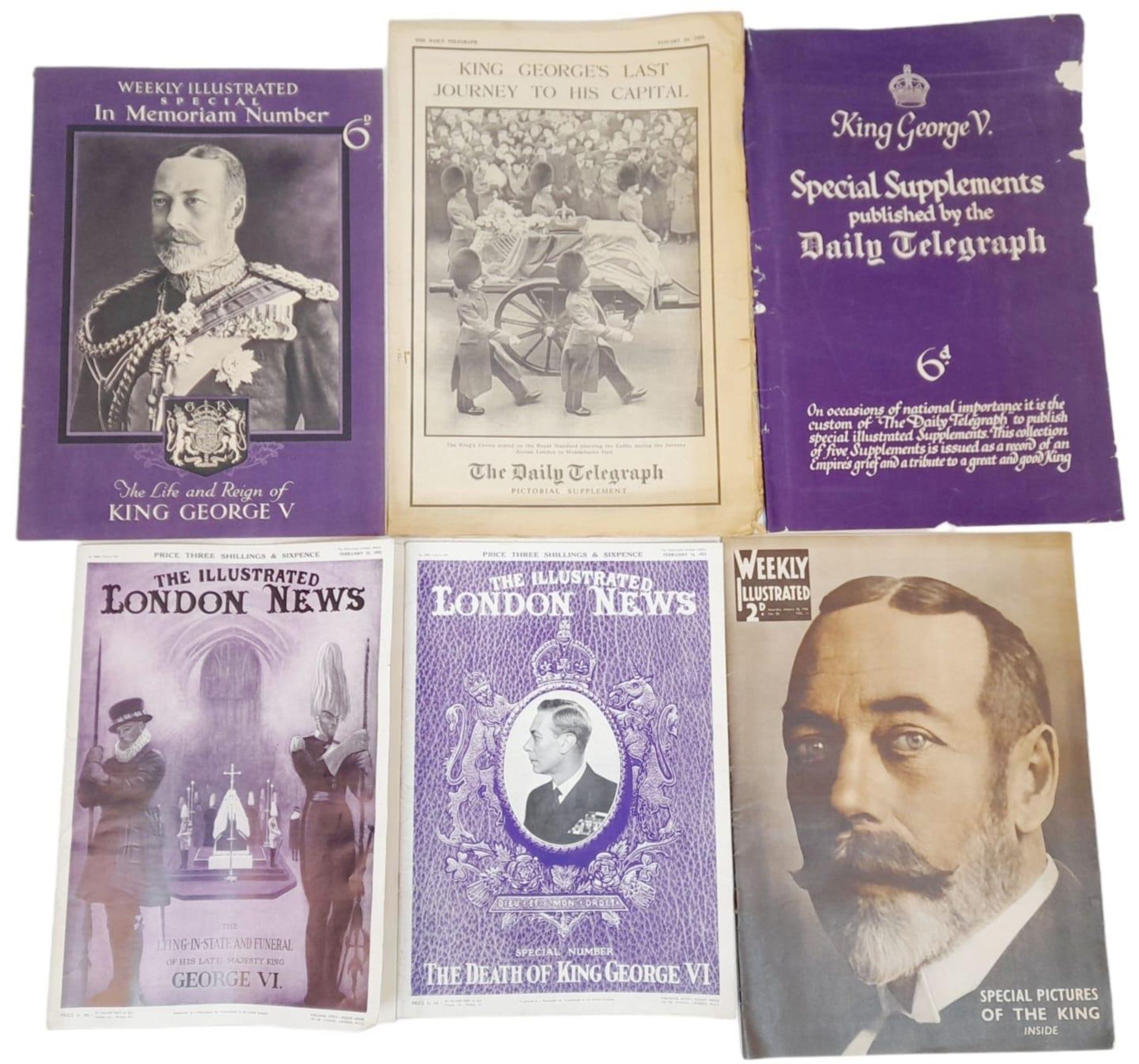 A Selection of Vintage copies of Newspapers and Magazines Marking the Deaths of King George V and