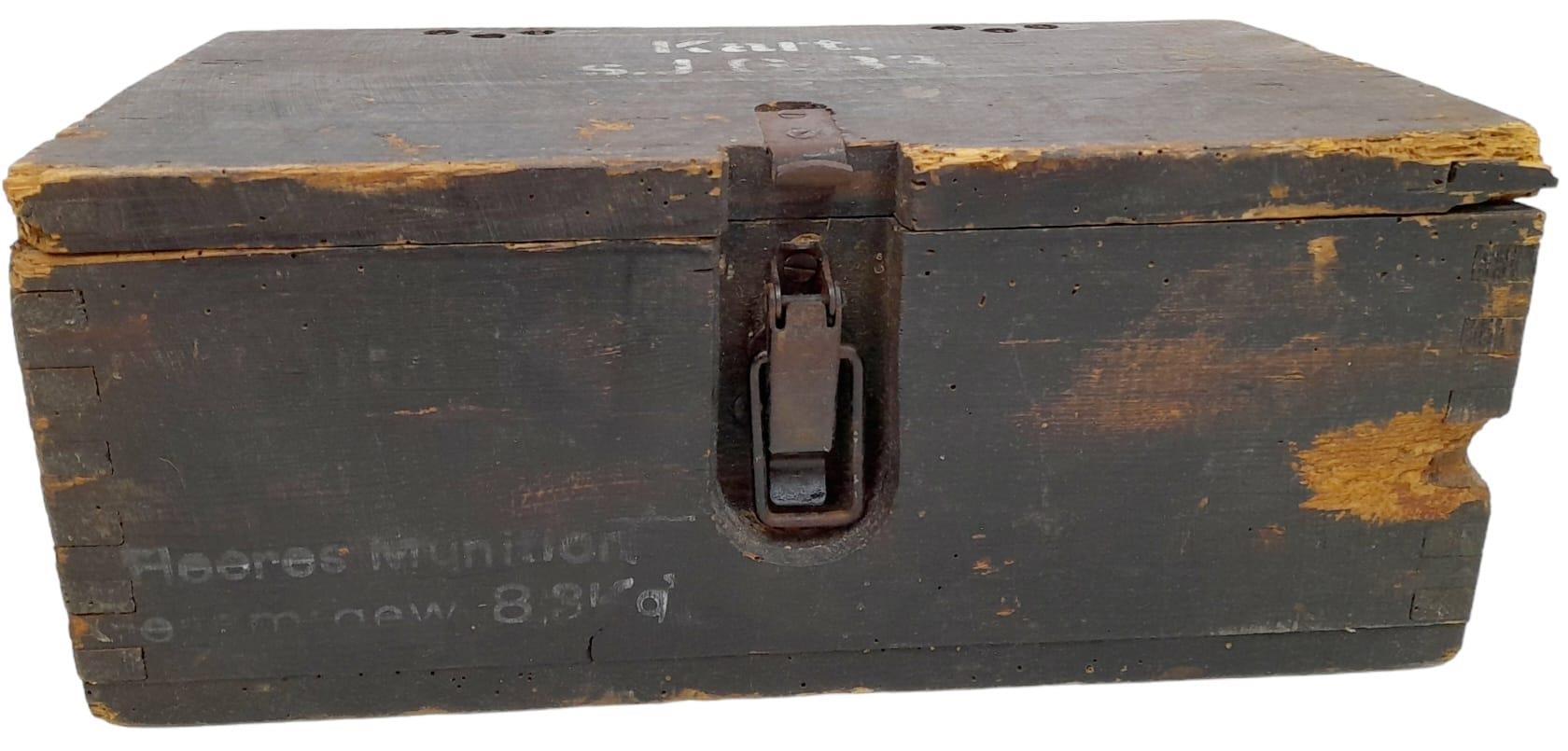 WW2 German 15cm Sig 33 Cartridge Box with original labels, stencils, and internals. - Image 5 of 15