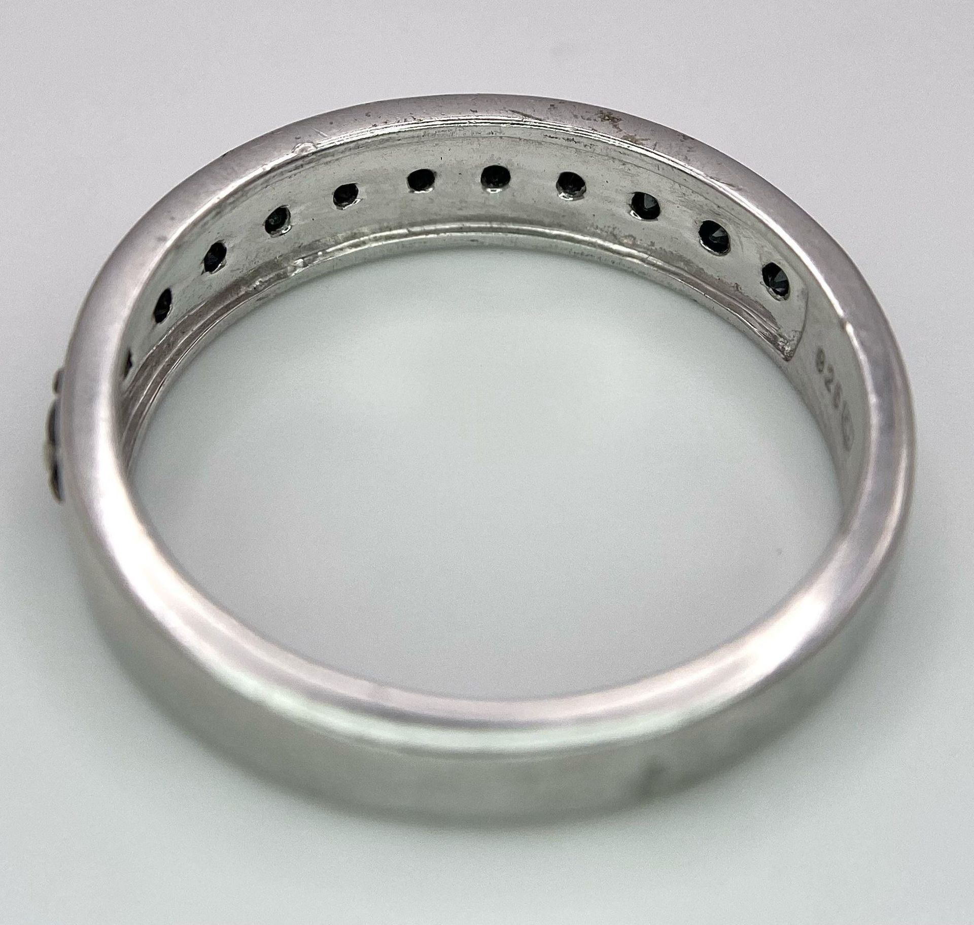 A 925 Silver and Sapphire Half Eternity Ring. Size X. - Image 6 of 7