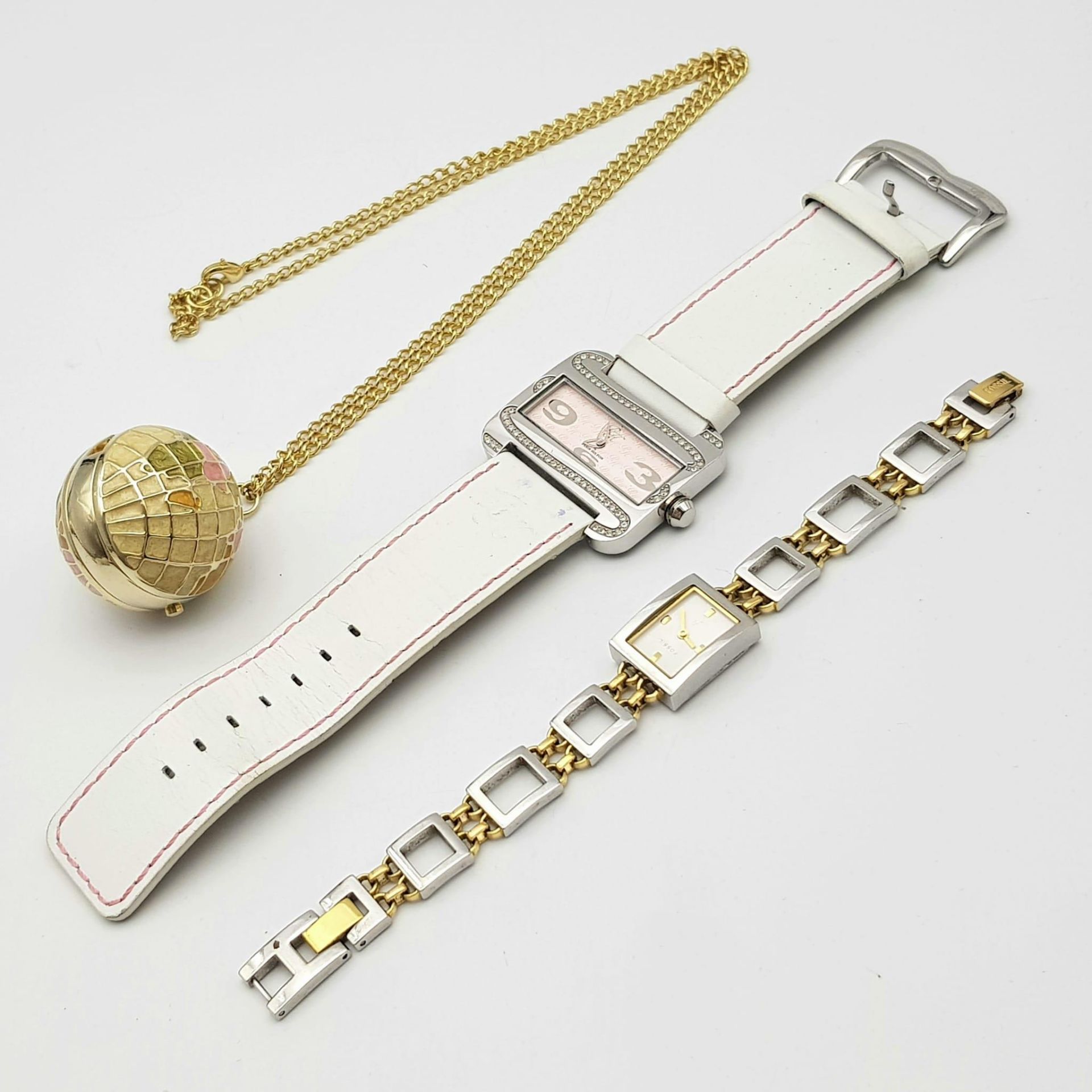 Three Different Style Quartz Ladies Watches. Fossil, Paris Hilton and a Hanging Bespoke Time Pendant