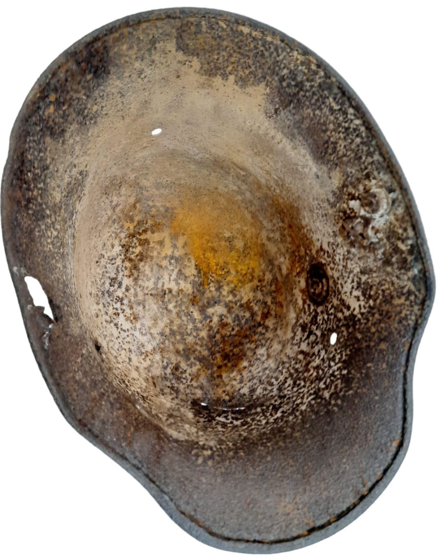 WW1 Battle Damaged German M16 Stahlhelm Helmet. This helmet was found in woodland in the Ypres - Image 5 of 5