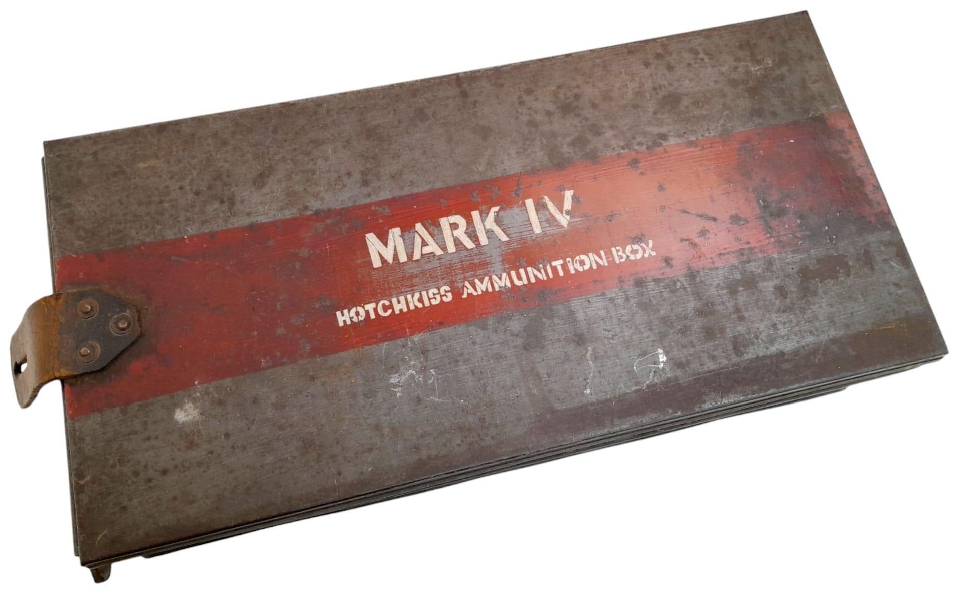 Rare British Mk IV Tank Hotchkiss Machine Gun Ammunition Tin. Nice straight tin with good