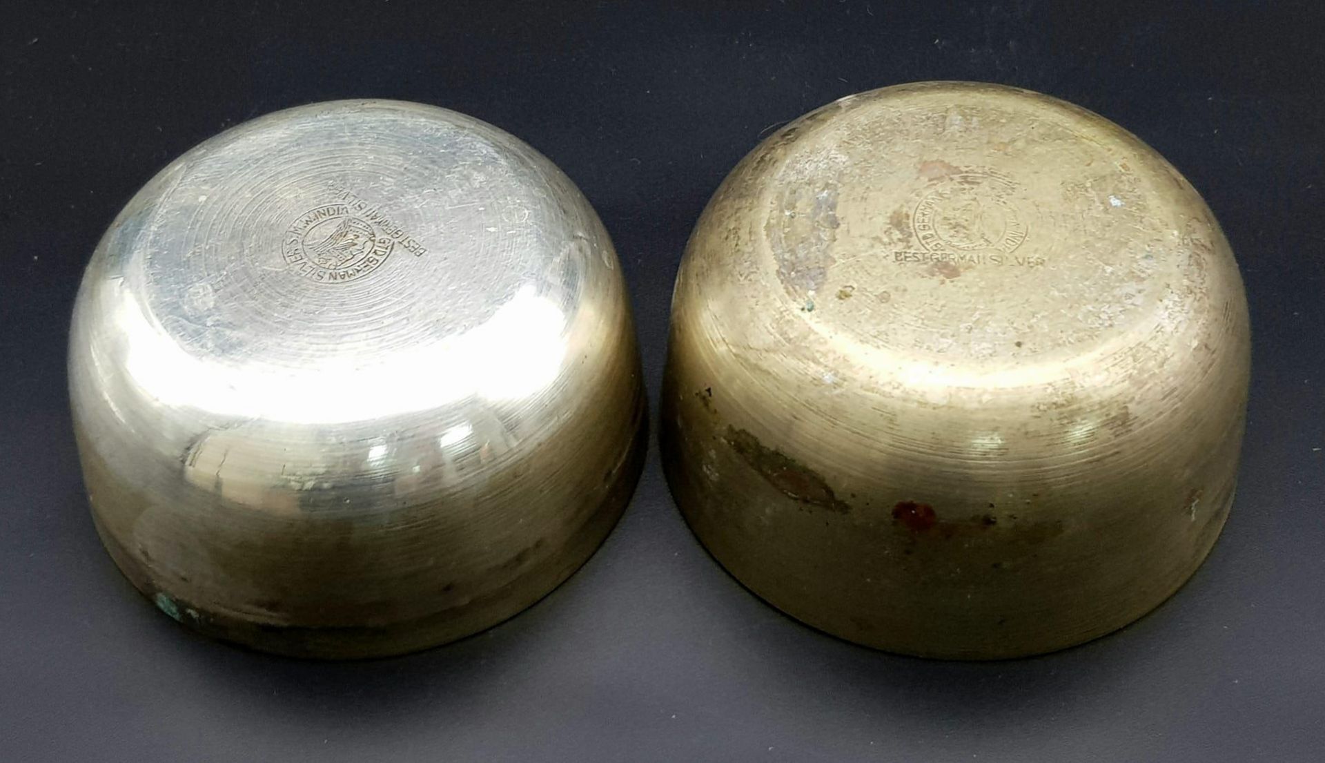 2x vintage German silver bowls. Total weight 160.1G. Diameter 9.2cm, height 6.5cm. Please see photos - Image 4 of 10