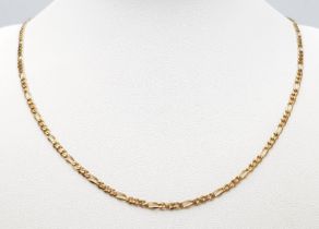 A Vintage 9K Yellow Gold Figaro Link Necklace. 46cm. 5.7g weight.