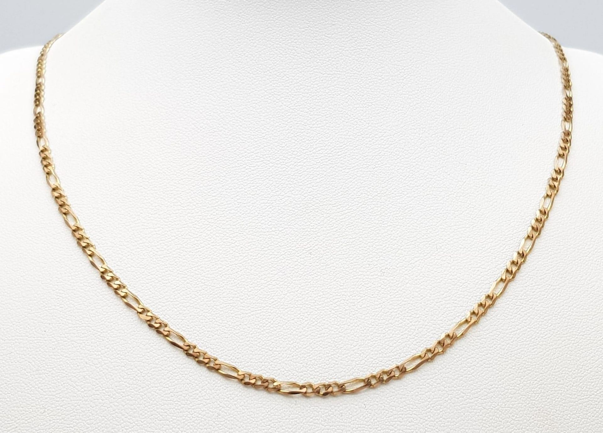 A Vintage 9K Yellow Gold Figaro Link Necklace. 46cm. 5.7g weight.