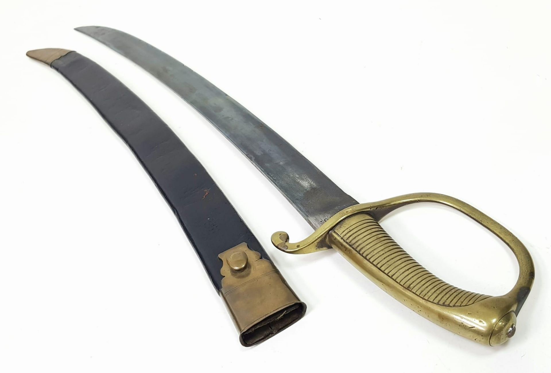 A Victorian Police Inspectors Short Sword in Original scabbard. Broad, curved blade and Brass - Bild 7 aus 8