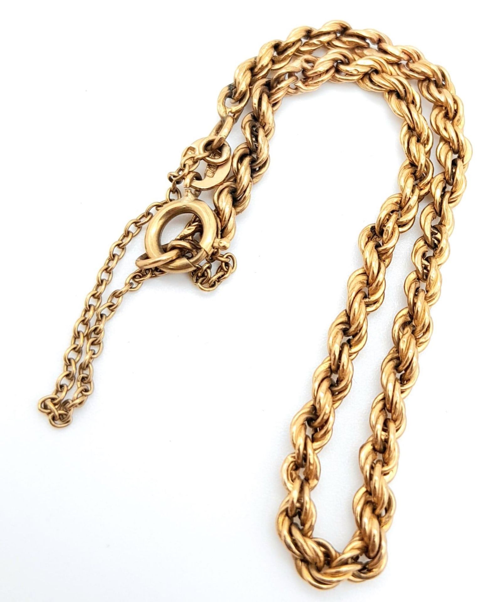 A 9K Yellow Gold Rope Bracelet with Safety Chain. 17.5cm length, 2.5g weight. Ref: SC 7070 - Image 2 of 4