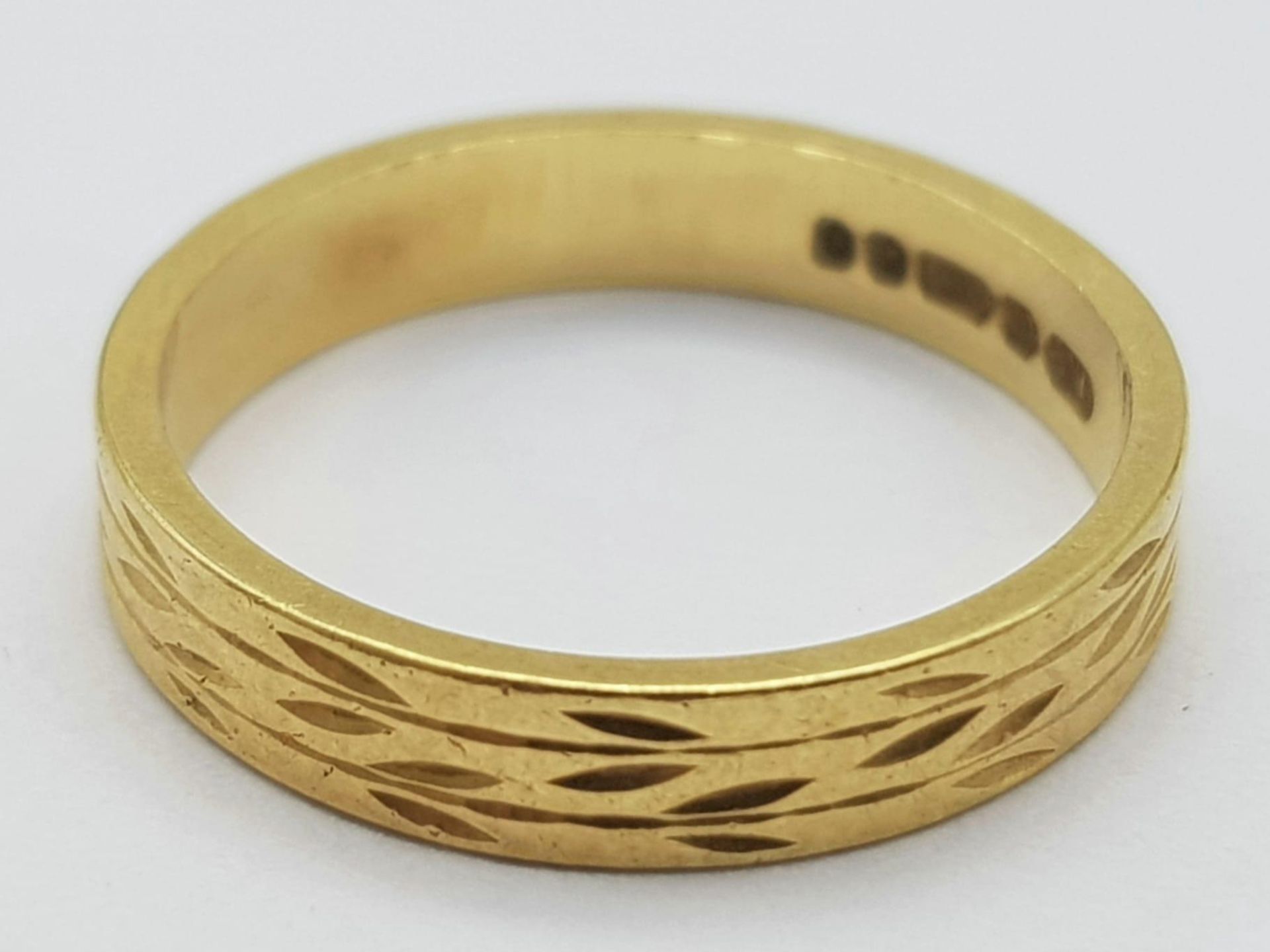 An 18K Yellow Gold Band Ring. 3mm width. Size H. 2.4g weight. - Image 3 of 5