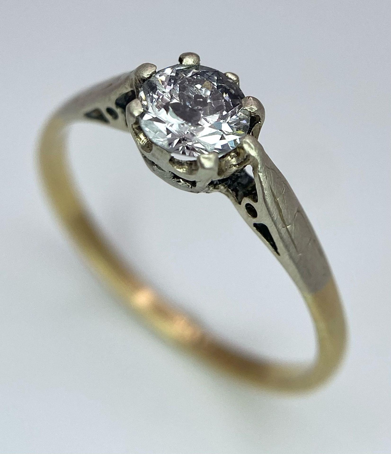 An 18K Yellow Gold Diamond Solitaire Ring. 0.40ct. Size M. 1.82g - Bild 4 aus 7