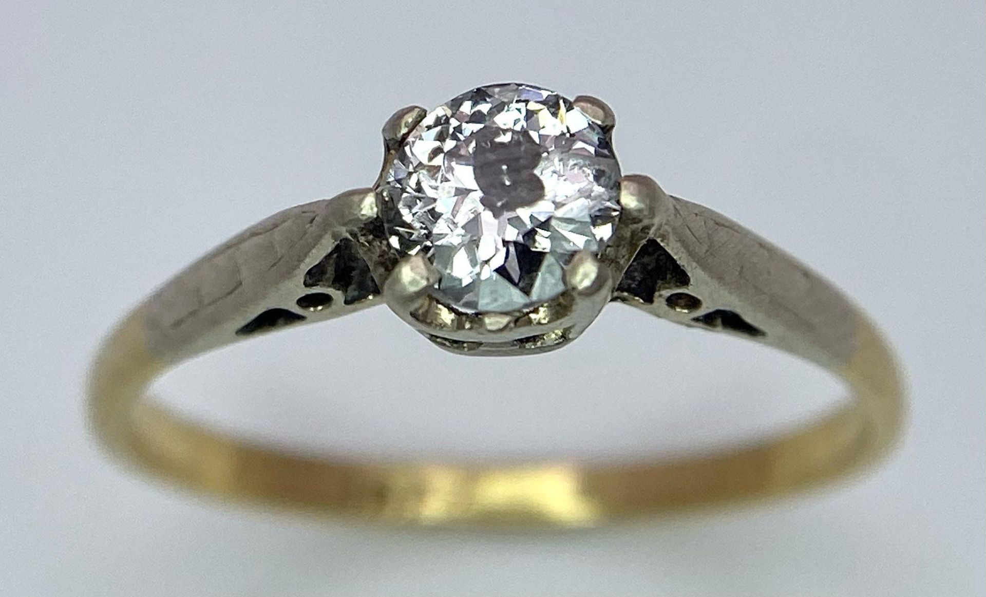 An 18K Yellow Gold Diamond Solitaire Ring. 0.40ct. Size M. 1.82g - Image 3 of 7