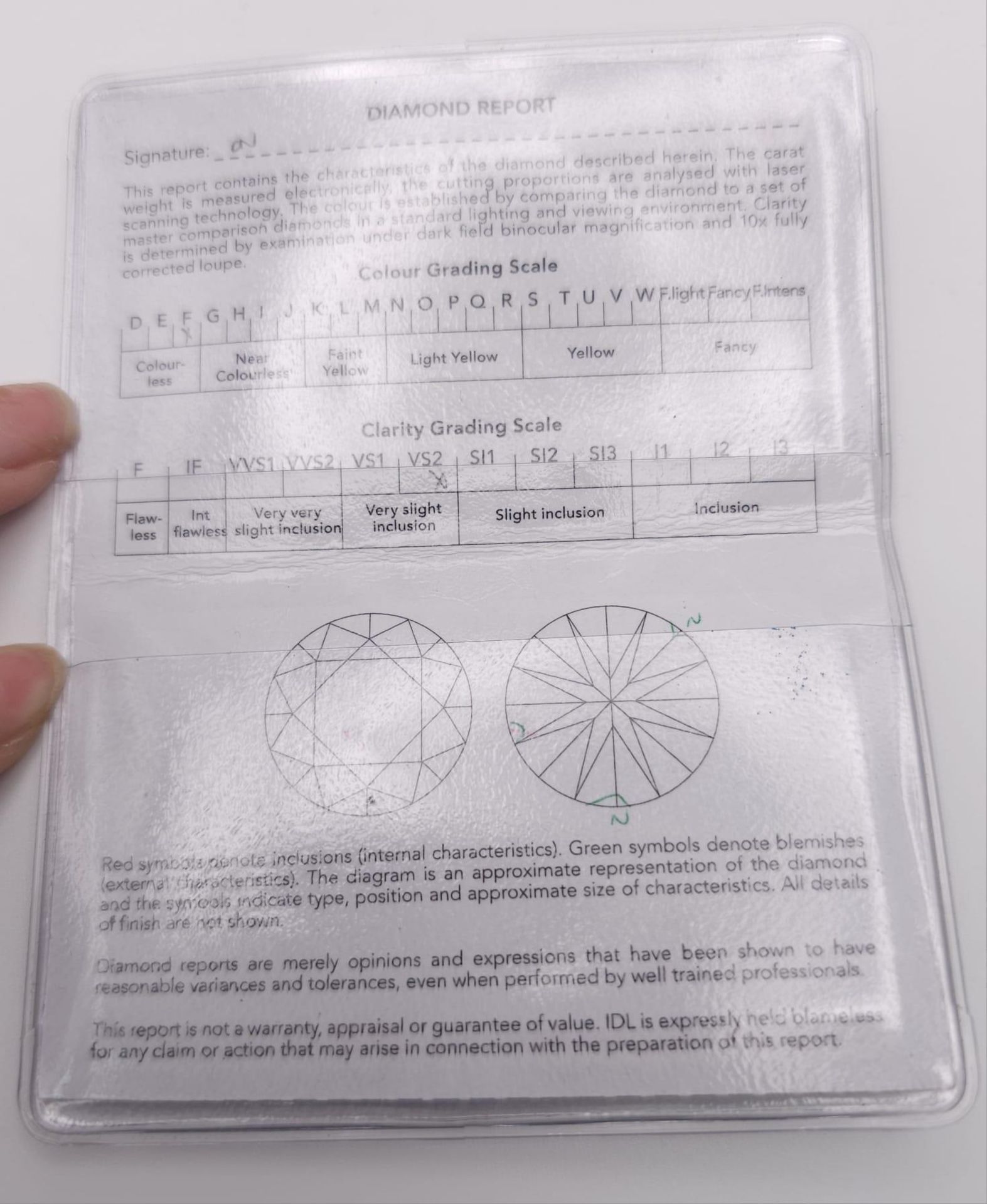 A ROUND BRILLIANT CUT DIAMOND .43ct VS2 COLOUR F , WITH CERTIFICATE . - Image 10 of 12