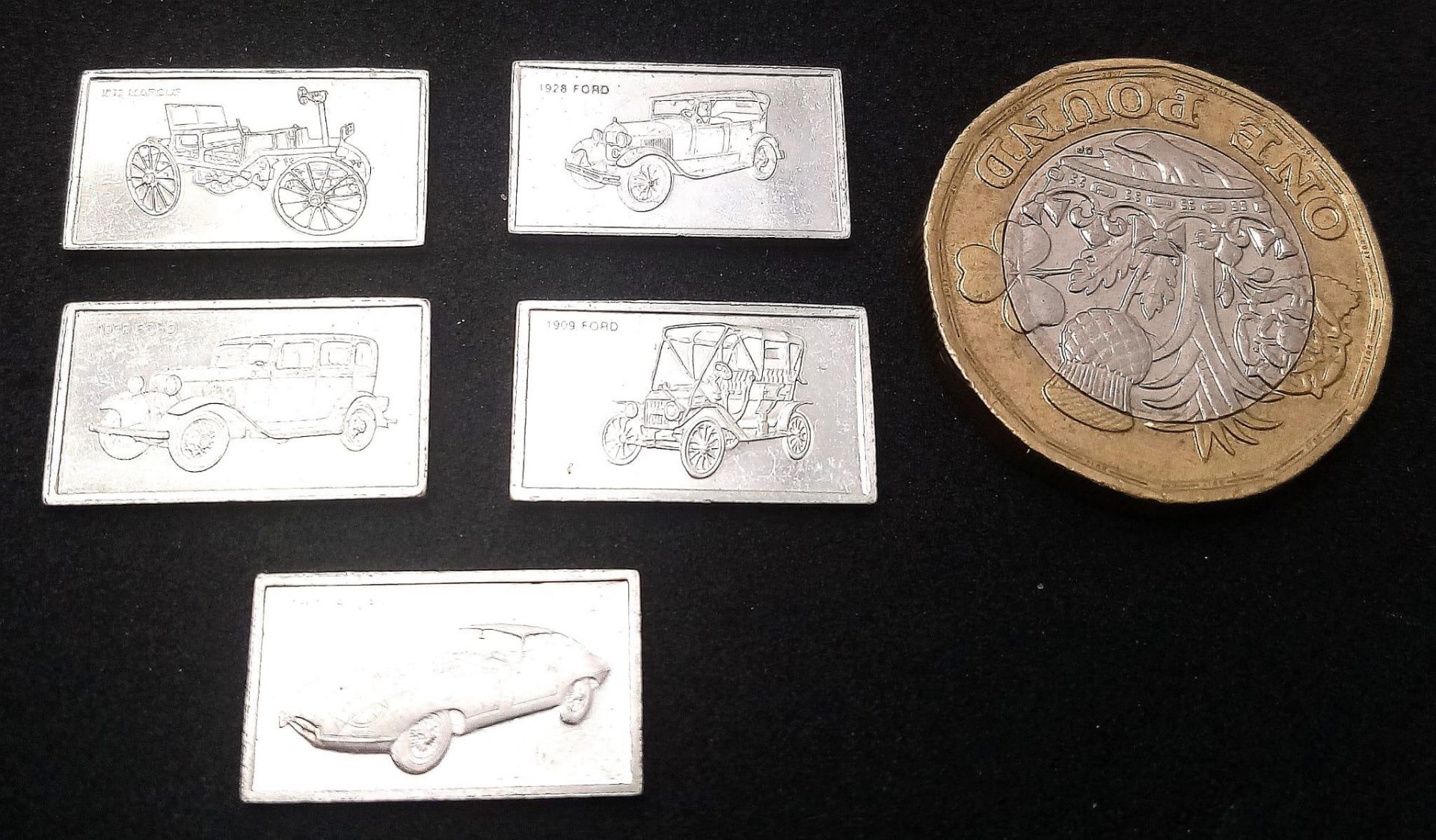 A Selection of 5 Sterling Silver British Car Manufacturer Plaques - Jaguar, Marcus, and 3 x Ford - Bild 5 aus 5