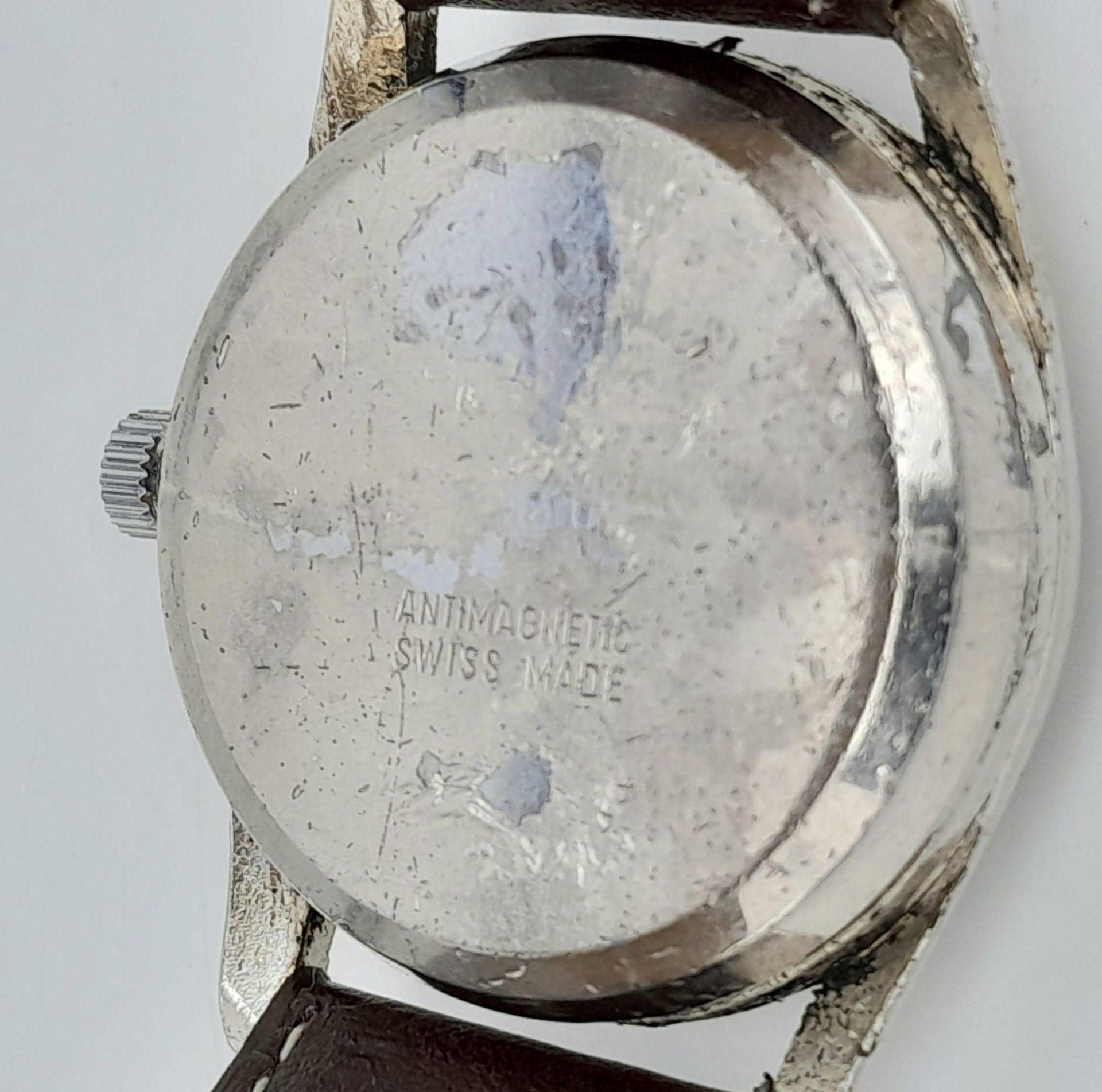 A Rare Vintage Sperina 'Jump hours' Watch. Watch switches to 24hr clock! Brown leather strap. - Image 6 of 7