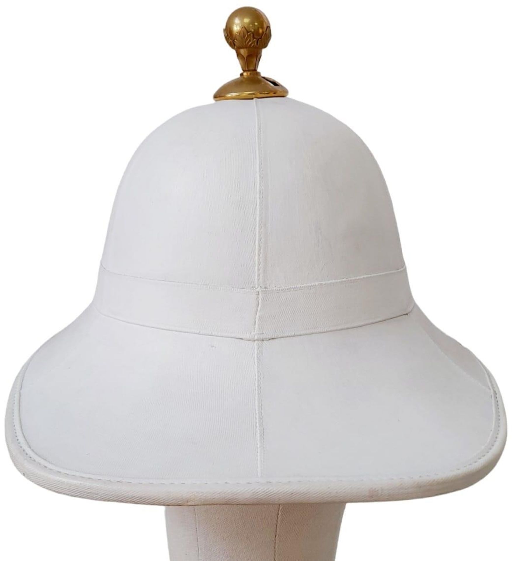 WW2 British Royal Marines Pith Helmet, Kings Crown small badge type. - Image 3 of 5