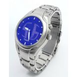 A Fossil Big Tic Watch. Stainless steel bracelet and case - 40mm. Blue dial with digital tic