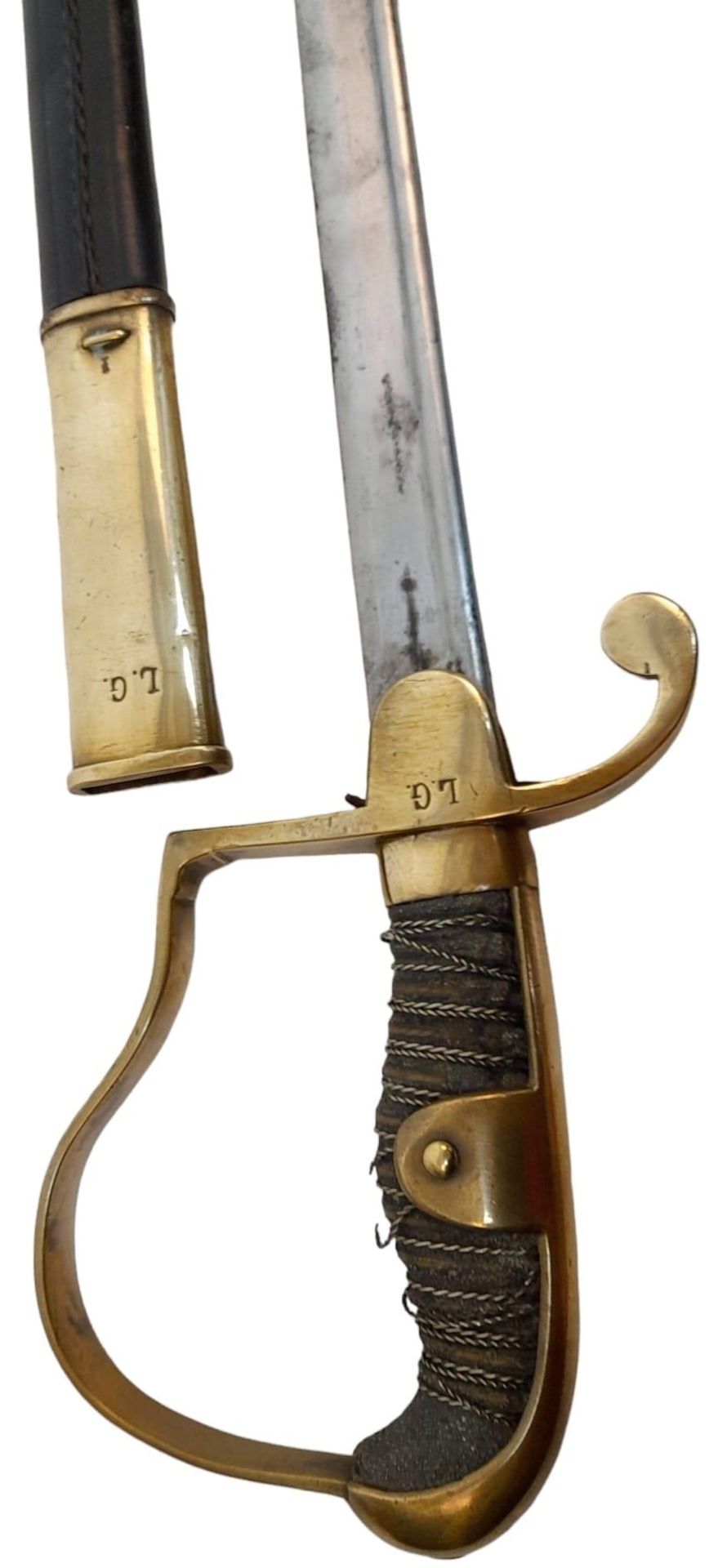 A 19th Century German officers sword - Possibly Saxon area, as in the style. Marked LG, the owners - Bild 3 aus 4