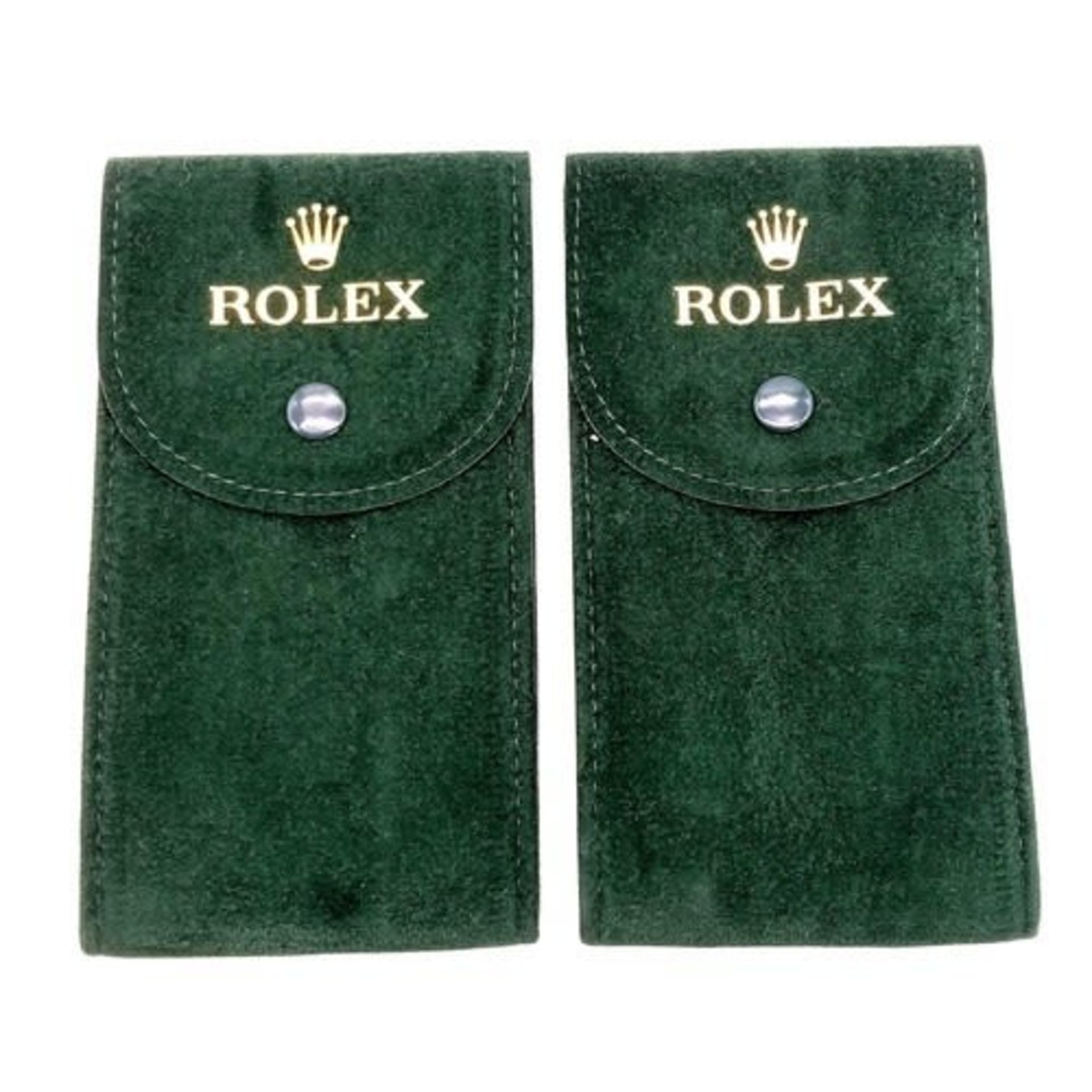 Two Rolex Branded Travelling Watch Cases. Plush green textile exterior. Insert on interior. Both - Image 3 of 4