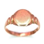 A Vintage 9K Rose Gold Signet Ring. Size M. 1.5g weight.