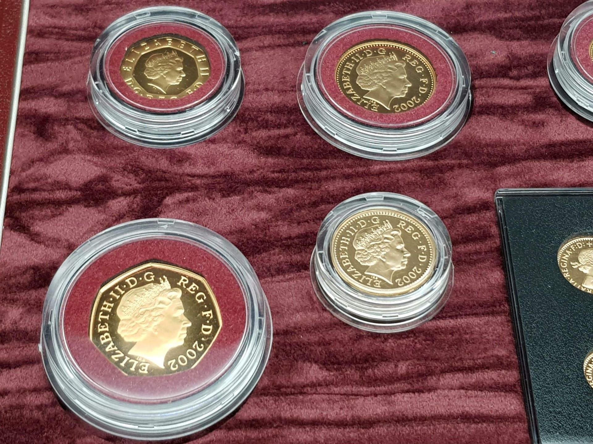 A Breathtaking Limited Edition 2002 Golden Jubilee 22K Gold Proof Coin Set. This set contains a - Bild 7 aus 21