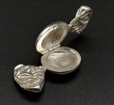 A Sterling Silver Small BonBon Shaped Pill Box. 4cm