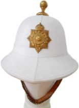 WW2 British Royal Marines Pith Helmet, Kings Crown small badge type.