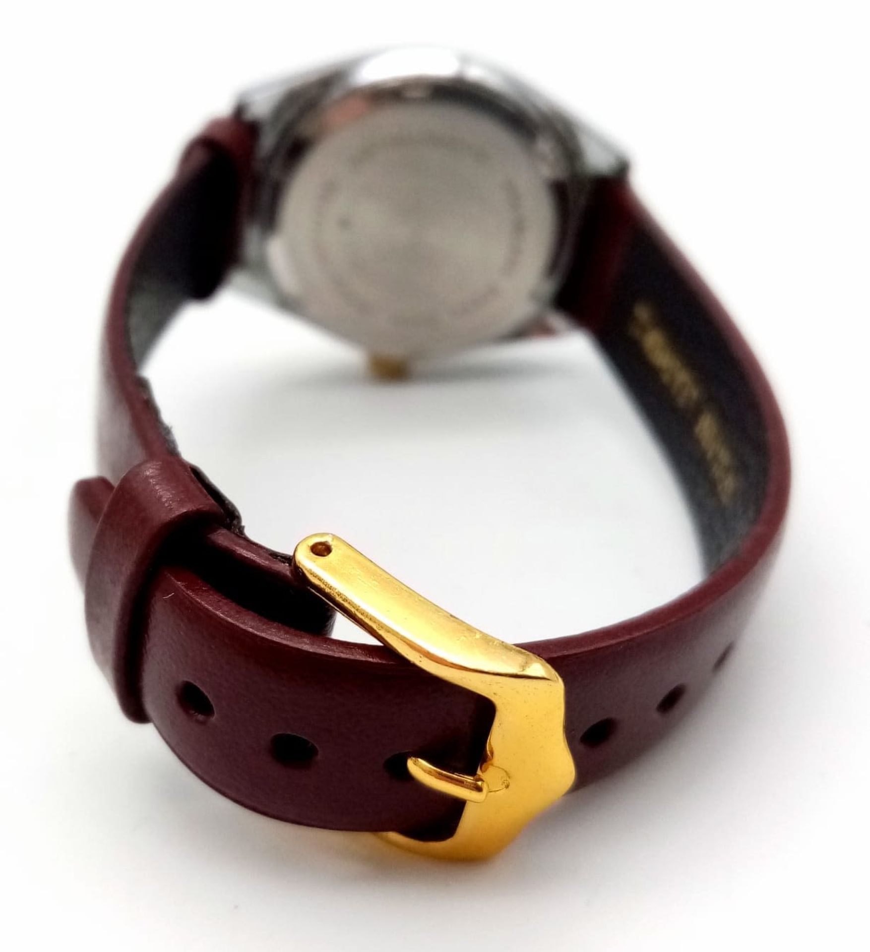 A Vintage Remex De Luxe Automatic Gents Watch. Burgundy leather strap. Stainless steel case - - Image 7 of 12
