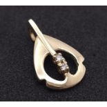 A 9K Yellow Gold and Diamond Lute Pendant/Charm. 18mm. 1g