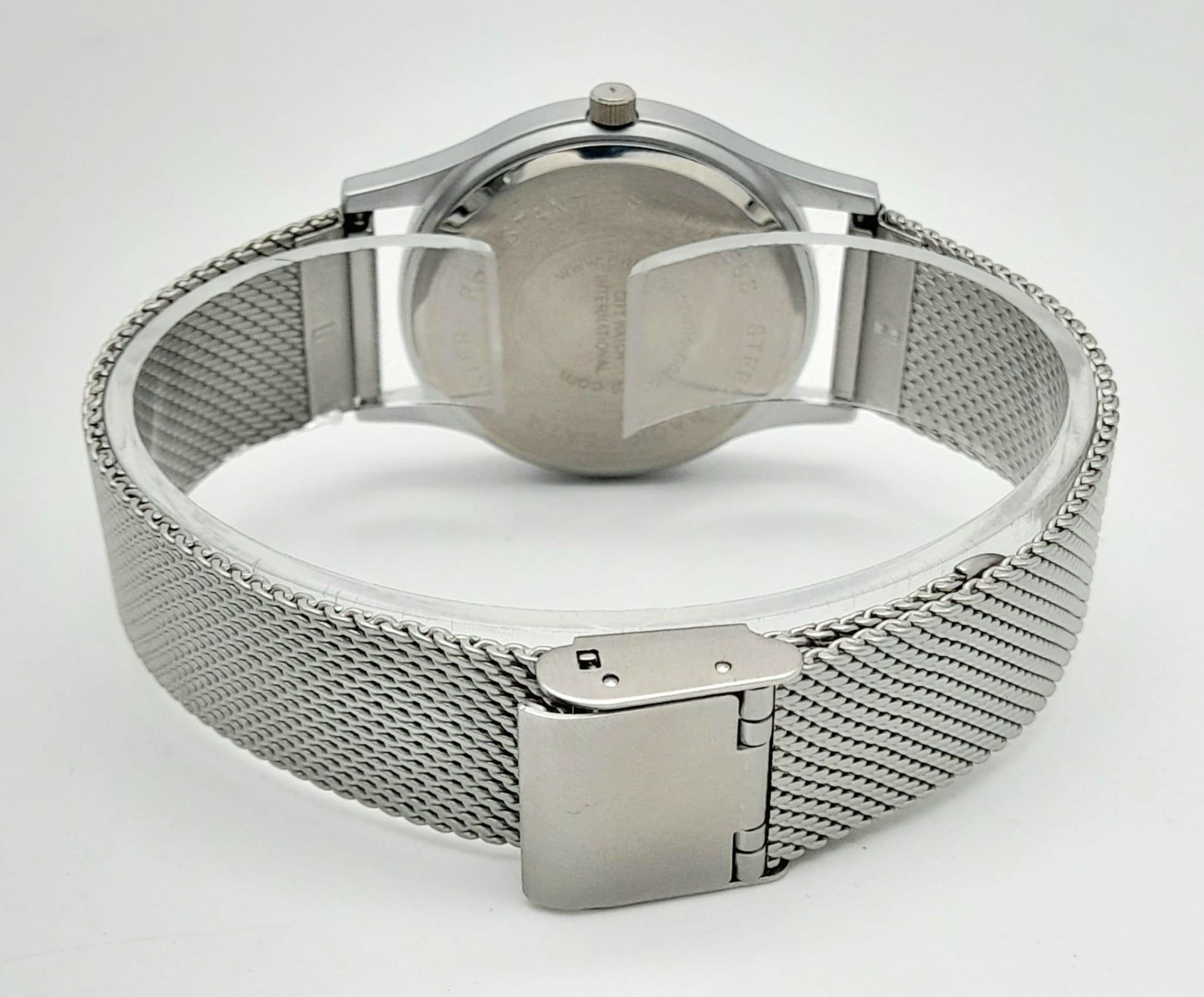 A MODERN "COBRA" BY CITY WATCH INTERNATIONAL , QUARTZ MOVEMENT ON A STAINLESS STEEL STRAP . 34mm - Image 6 of 12