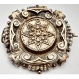 An Antique Victorian Morning Brooch. 3.5cm Diameter, Ornately Detailed.