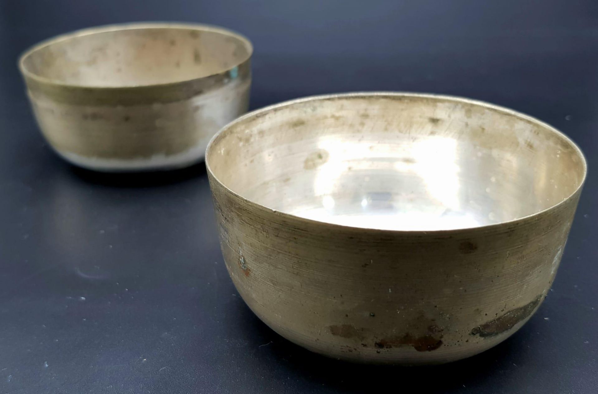 2x vintage German silver bowls. Total weight 160.1G. Diameter 9.2cm, height 6.5cm. Please see photos - Image 2 of 10